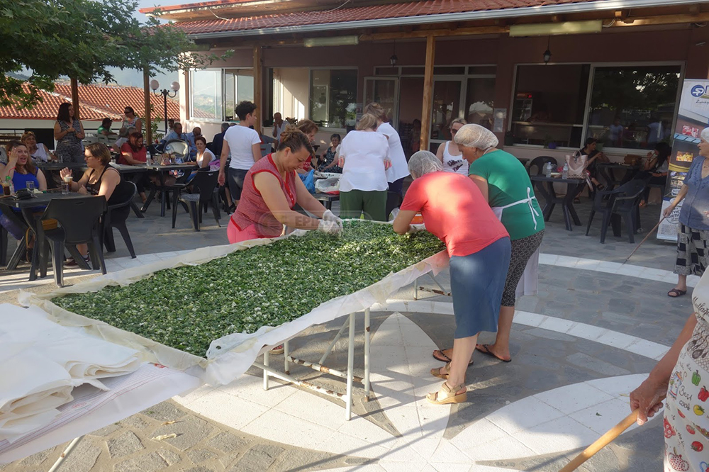 Γυναίκες φτιάχνουν λαχανόπιτα 