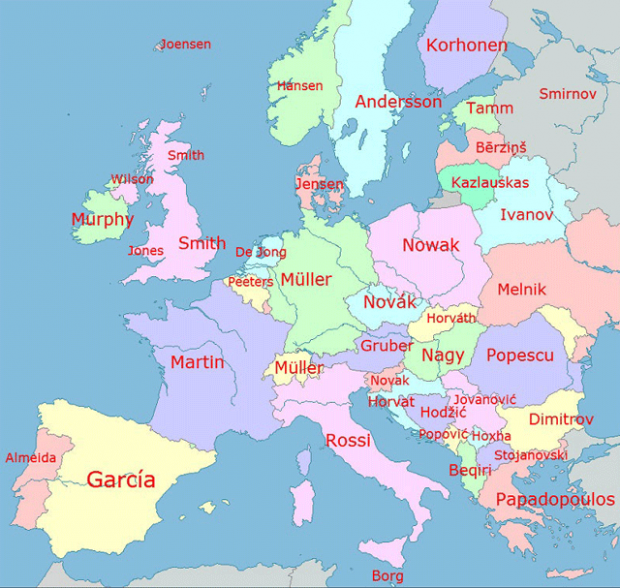 111most popular surnames by country europe 0