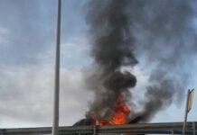 ΧΑΜΟΣ στην Κηφισίας – Φωτιά σε όχημα εν κινήσει