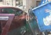 Πάτρα: Ταξί συνέθλιψε σιδερένιο κάδο σκουπιδιών μετά από τροχαίο.