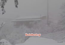 Ξεπέρασε τους 20 πόντους το χιόνι στην Καστανιά Κορινθίας