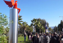 Παπάς και πιστοί ξόρκισαν και ράντισαν με αγιασμό το άγαλμα στο Παλαιό Φάληρο