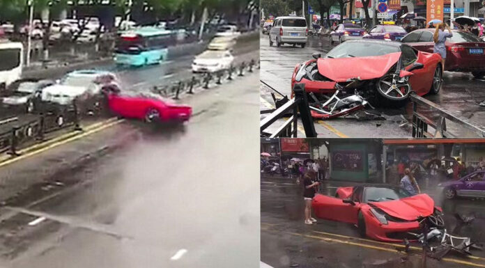 Γυναίκα τράκαρε την 570.000 ευρώ Ferrari της που μόλις είχε αγοράσει έξω από την αντιπροσωπία