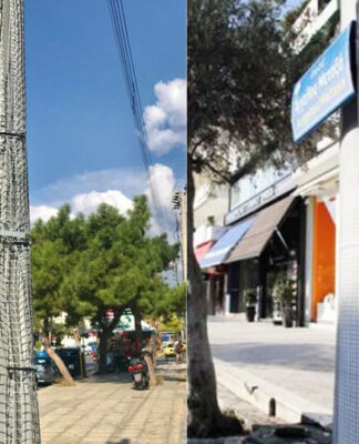 Τέλος οι αφίσες στη Γλυφάδα: Έβαλαν πλαστικά δίχτυα στις κολώνες που δεν πιάνει η κόλλα