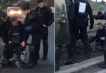 Γάλλοι αστυνομικοί πετούν διαδηλωτή από το αναπηρικό του καροτσάκι