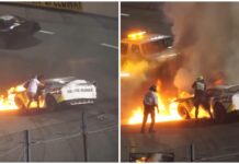 Πατέρας μπήκε σε αγωνιστική πίστα και βούτηξε το γιο του από φλεγόμενο όχημα δευτερόλεπτα πριν καεί ζωντανός