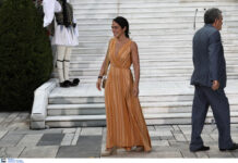Δόμνα Μιχαηλίδου: Απαστράπτουσα στην γιορτή στο Προεδρικό