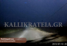 Χαλκιδική: Video σοκ. Η στιγμή που η καταιγίδα χτυπάει αυτοκίνητο.