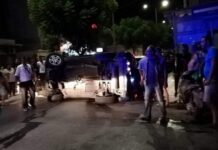 Απίστευτο τροχαίο στο Ηράκλειο. Αυτοκίνητο αναποδογύρισε και σταμάτησε κολόνα της ΔΕΗ.