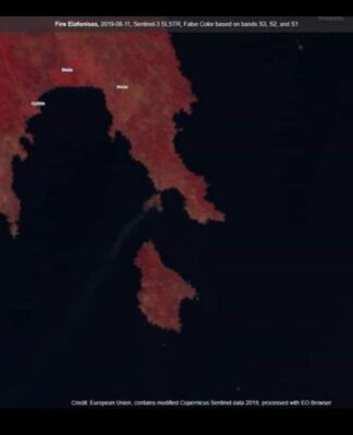 Έτσι κατέγραψαν οι δορυφόροι τη μεγάλη φωτιά στην Ελαφόνησο