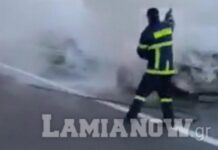 Λαμπάδιασε αυτοκίνητο στην Εθνική Οδό στο ύψος της Αρκίτσας. video
