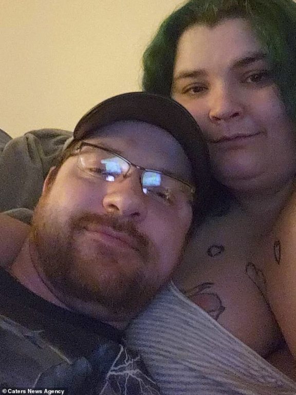Jessica Wilson, 26, from West Chester, Pennsylvania, who currently weighs 450lbs is set to marry her 'feeder' fiance Eric Buddenhagen, 34, (pictured left)