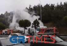 Θεσσαλονίκη: Φωτιά σε σχολικό λεωφορείο