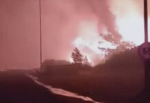 Φωτιά στη Ρόδο: Συγκλονίζει βίντεο από την πύρινη κόλαση στο Κιοτάρι – Φλόγες και σπίθες πετάγονται από παντού
