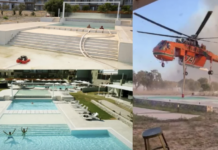 Ρόδος: Ελικόπτερο της πυροσβεστικής «στραγγίζει» πισίνες για να πάρει νερό