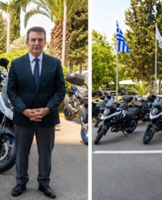 Δωρεά 15 μοτοσικλετών στην ΕΛ.ΑΣ. από τους Παναγιώτη και Γιώργο Αγγελόπουλο – Η ειδική τελετή παρουσία Χρυσοχοΐδη και Μάλλιου